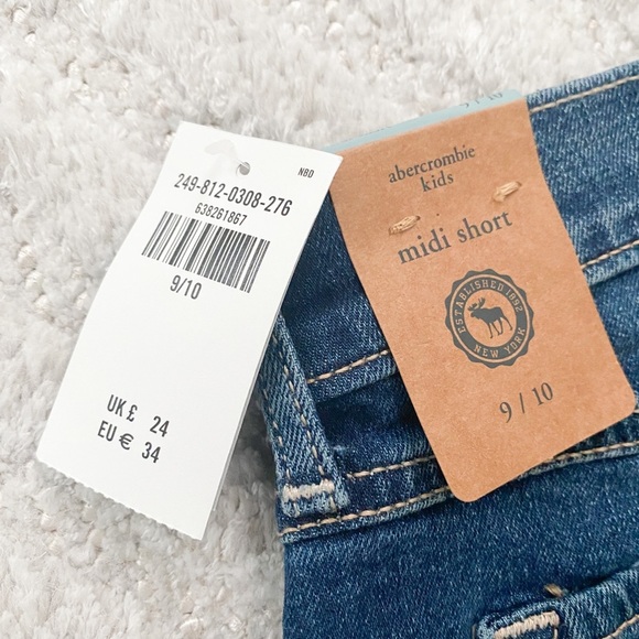NWT! Abercrombie Kids Girls 9/10 Midi Denim Shorts - Picture 3 of 4